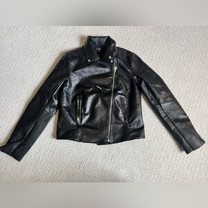 Lulu's Sleek Black vegan Leather moto Jacket